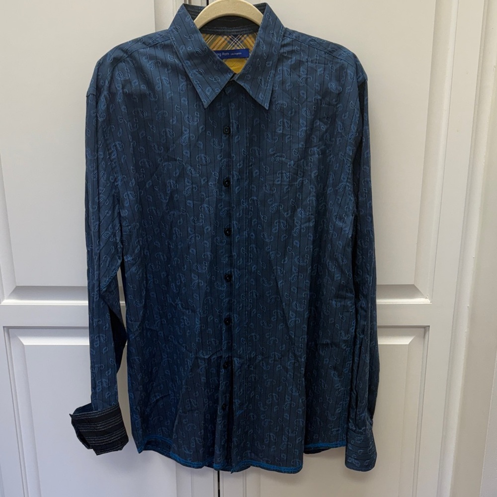 Blue Paisley Button-Down Shirt for Men